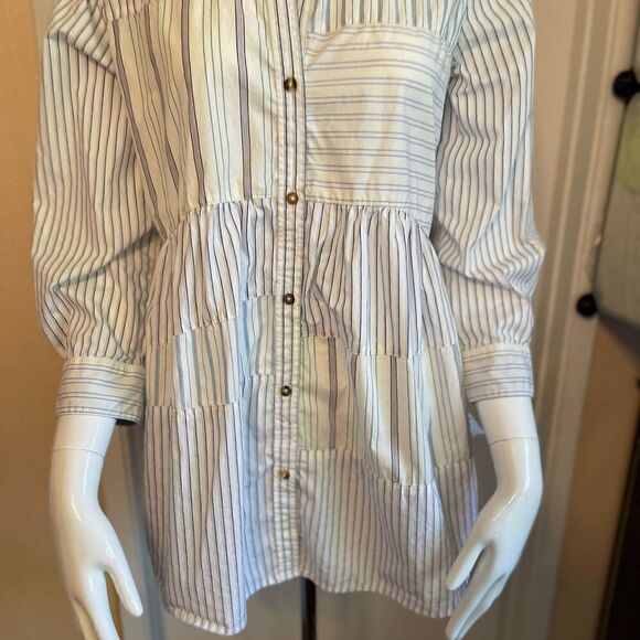 HOLDING HORSES ANTHROPOLOGIE Striped Buttons Down 3/4 Sleeves Top.Size S - Picture 7 of 15